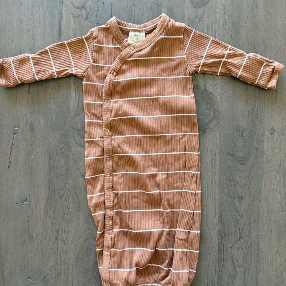 Brown Striped Kids One Piece